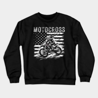Motocross Dirt Bike American USA Flag gift for fathers day and 4th of july for kids boy girl woman Crewneck Sweatshirt
